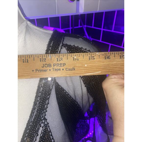 Vintage Sequin Black Poncho Butterfly Teardrop Womens Cropped Art Deco Scalloped - Picture 16 of 16